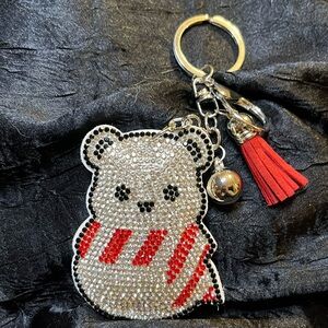 Rhinestone snow Bear key chain. NWOT